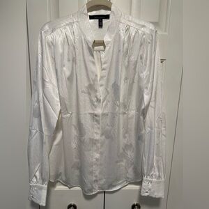 White House Black Market Cream/White Floral Blouse